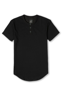 mens black henley curved hem premium tee from ten 10 apparel