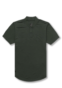 Men's dark green forest mock neck mens ares polo | Ten10 Apparel