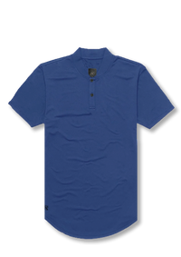 Meridian blue men's mock neck polo product picture