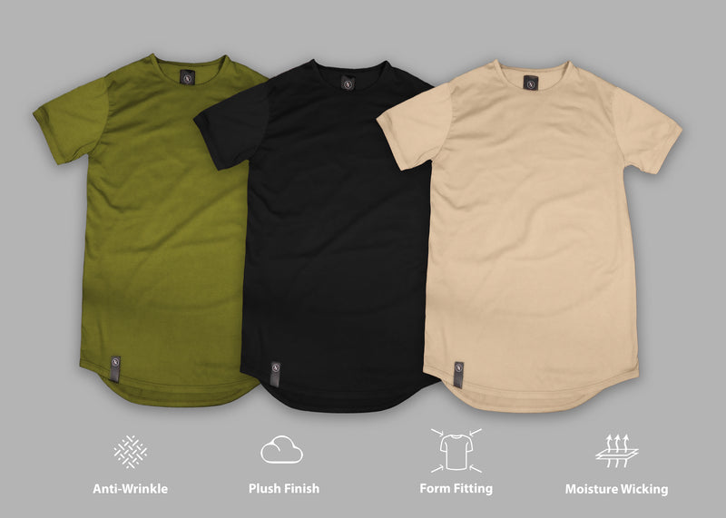 Bundle of 3 short sleeve shirts with anti wrinkle , buttery soft, athletic form fit , and moisture wicking features.