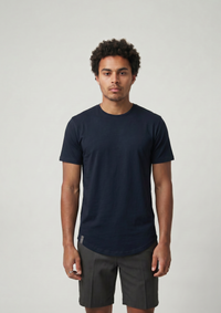 Oxford blue heritage curved hem tee from ten/10 apparel