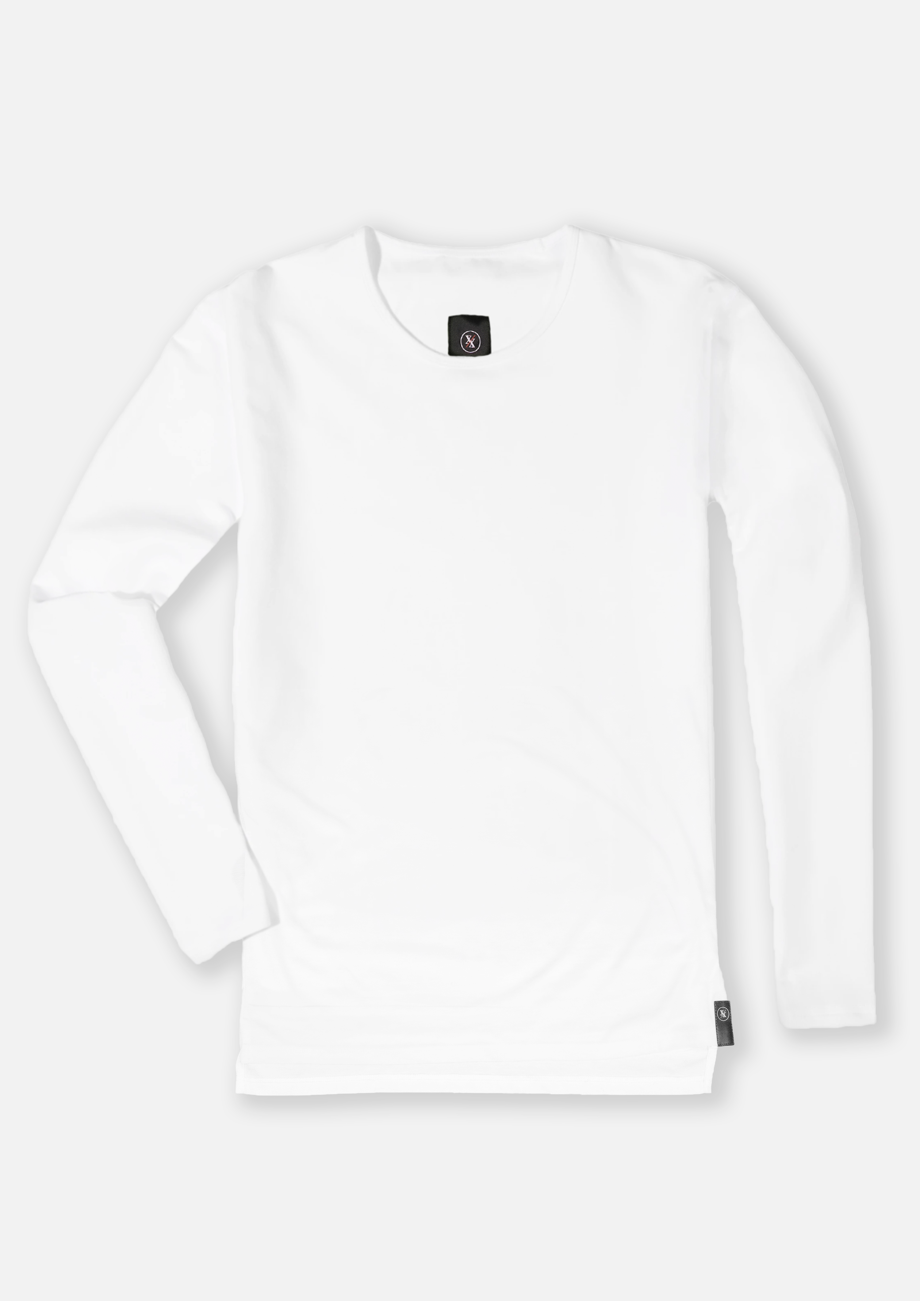 Men's White Long Sleeve Split Hem T-Shirts