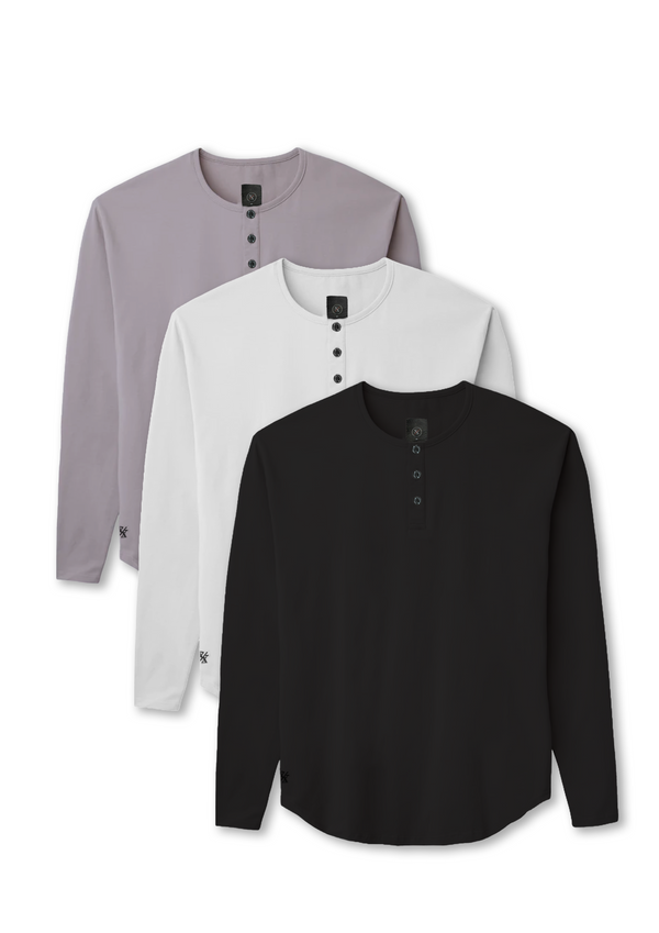 L/S Henley Curved Hem VX | 3-Pack Bundle Custom