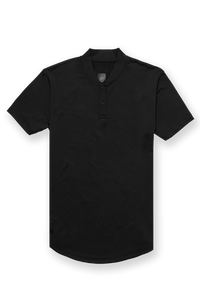 Black mock neck polo. Ares men's black polo product picture