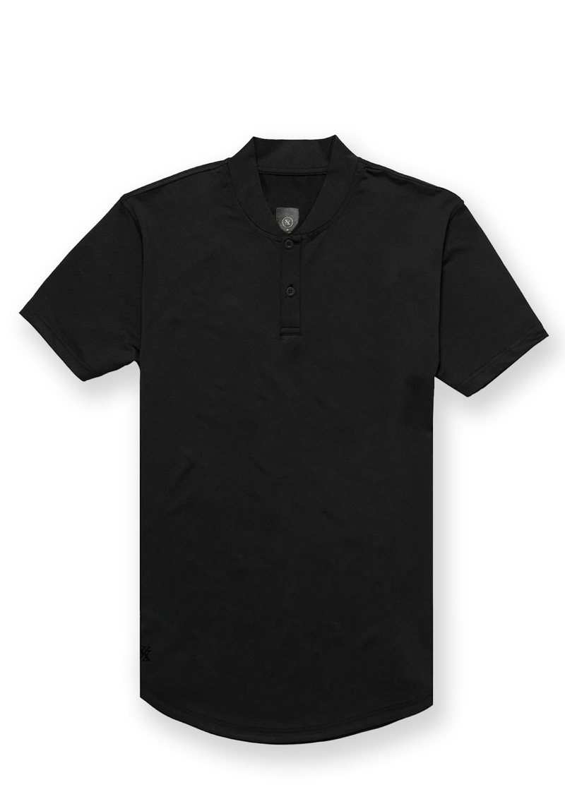 Black mock neck polo. Ares men's black polo product picture