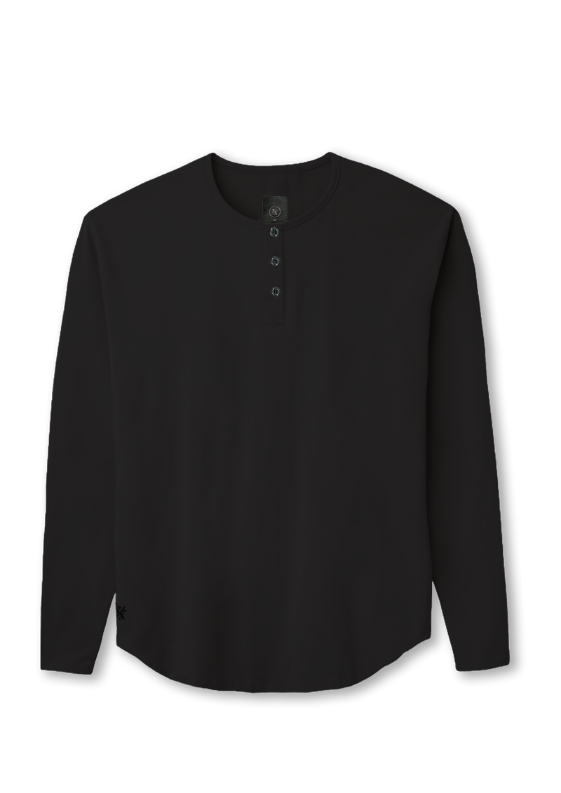 Men's Long sleeve black henley tee for men from Ten/10 apparel