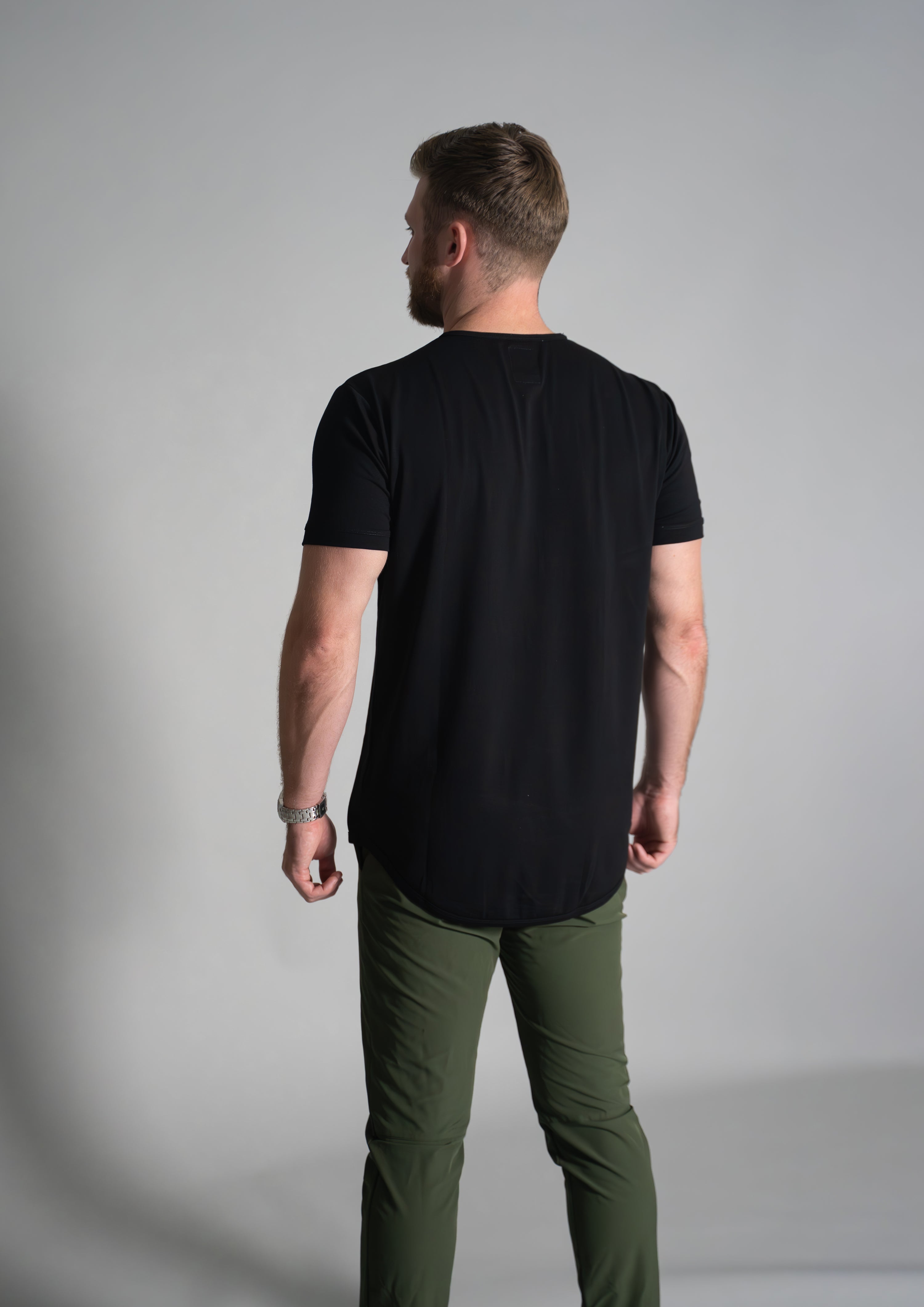 Men's Black Henley Short Sleeve Curved Hem Tee Ten 10 Apparel Ten