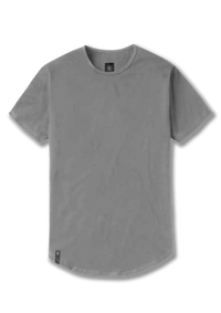 Light gray short sleeve mens crew neck with a curved hem bottom from Ten out of Ten apparel