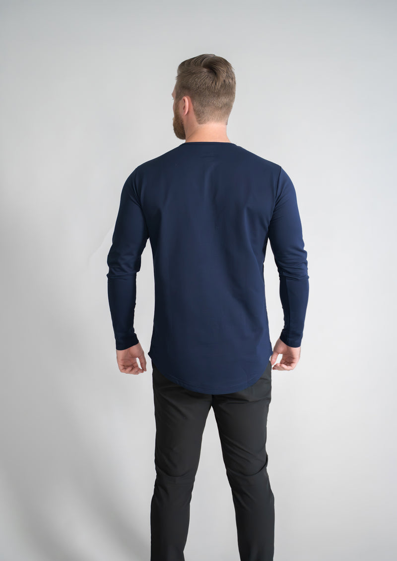 L/S Henley Curved Hem VX