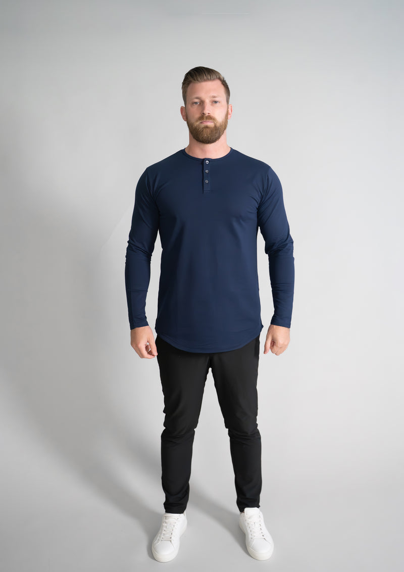 L/S Henley Curved Hem VX
