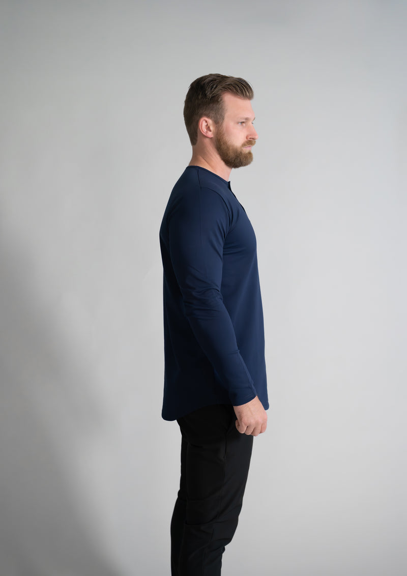 L/S Henley Curved Hem VX