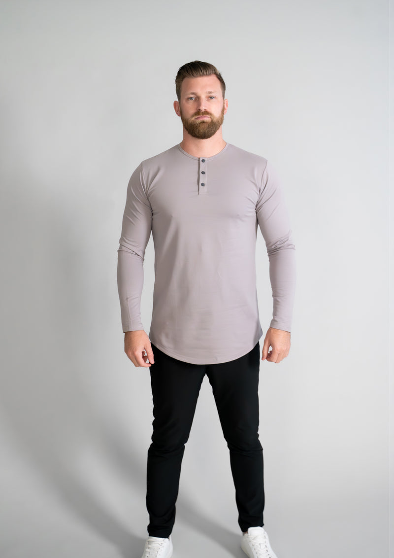 L/S Henley Curved Hem VX