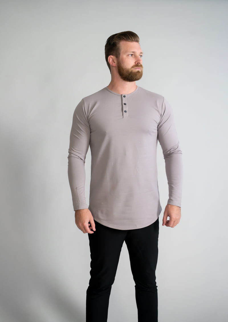 L/S Henley Curved Hem VX