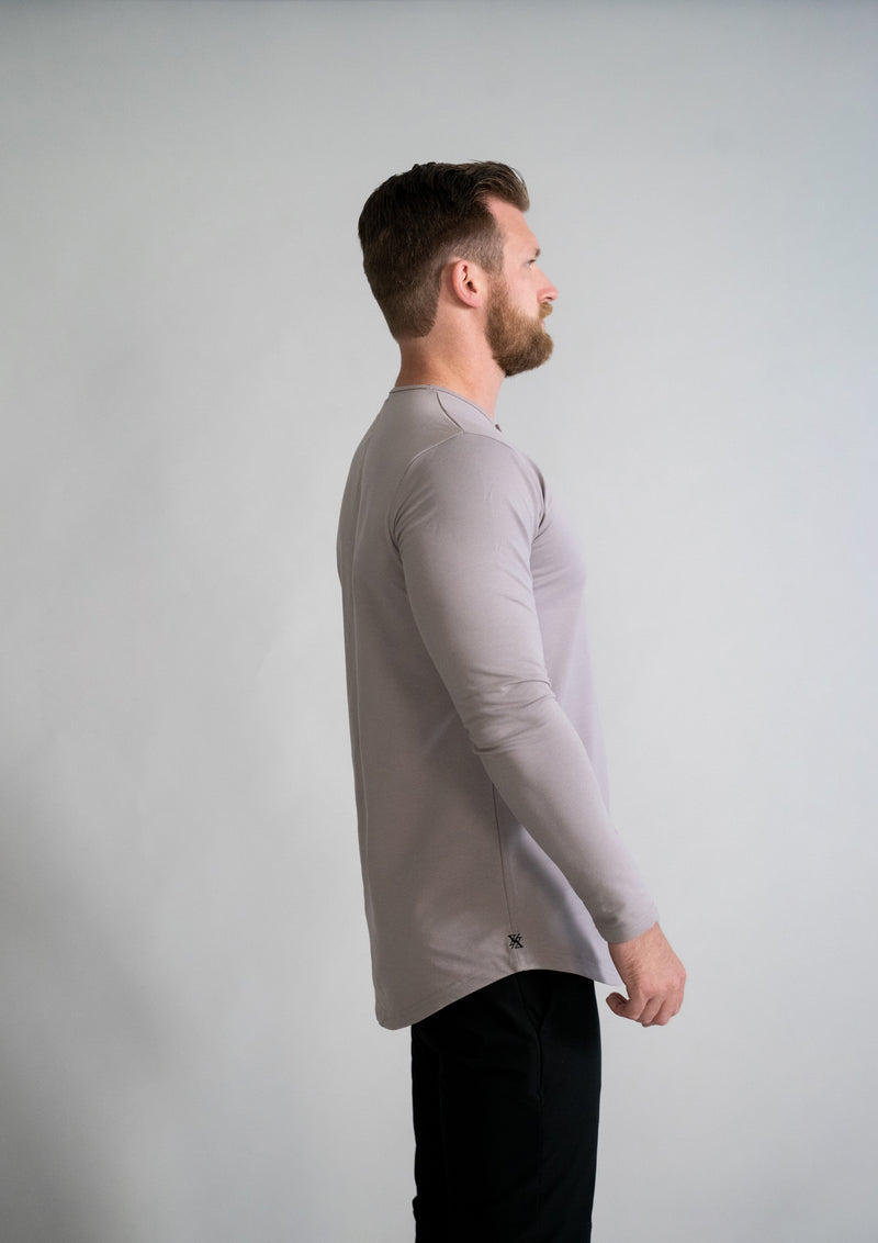 L/S Henley Curved Hem VX
