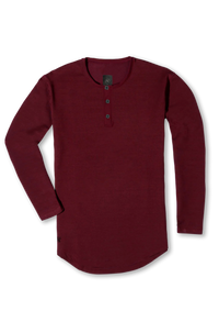 Long sleeve Mahogany red mens henley from Ten10 apparel