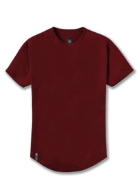 mens dark red mahogany mens curved hem t-shirt from ten ten apparel