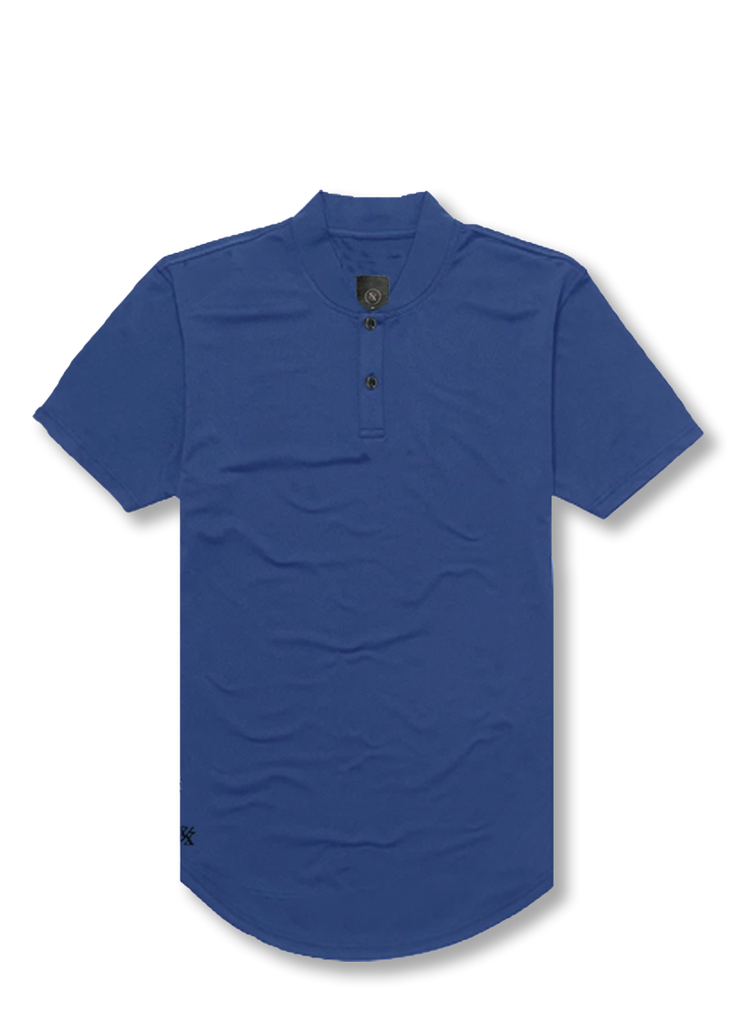 Meridian blue men's mock neck polo product picture