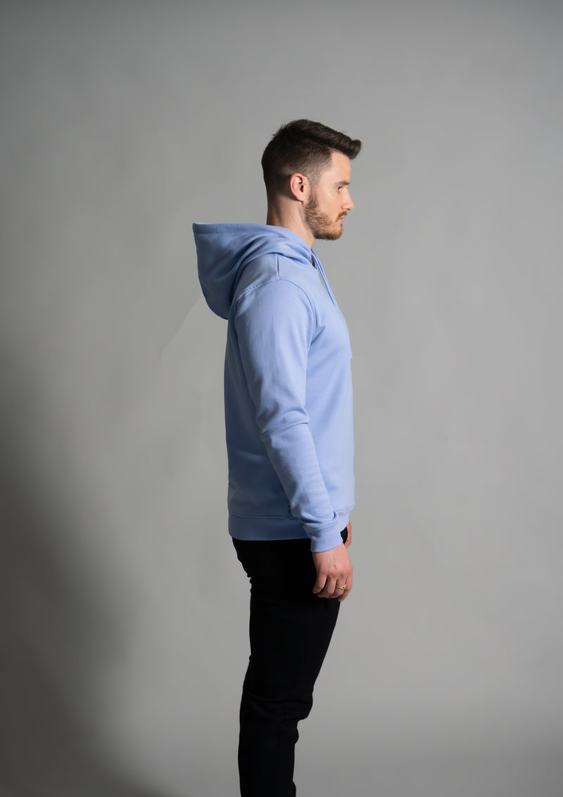 Side view of fitted mens hoodie from ten out of ten apparel