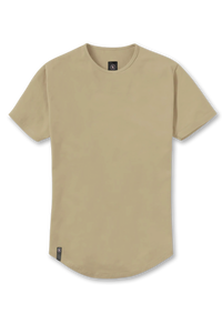 Beige colored extended curved hem mens shirt from Ten out of Ten Apparel.