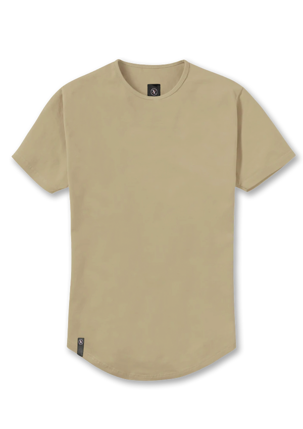 Beige colored extended curved hem mens shirt from Ten out of Ten Apparel.