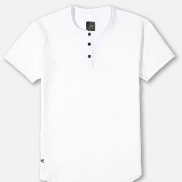 Men's Henley Curved Hem White Tee | Ten 10 Apparel – Ten/10 Apparel