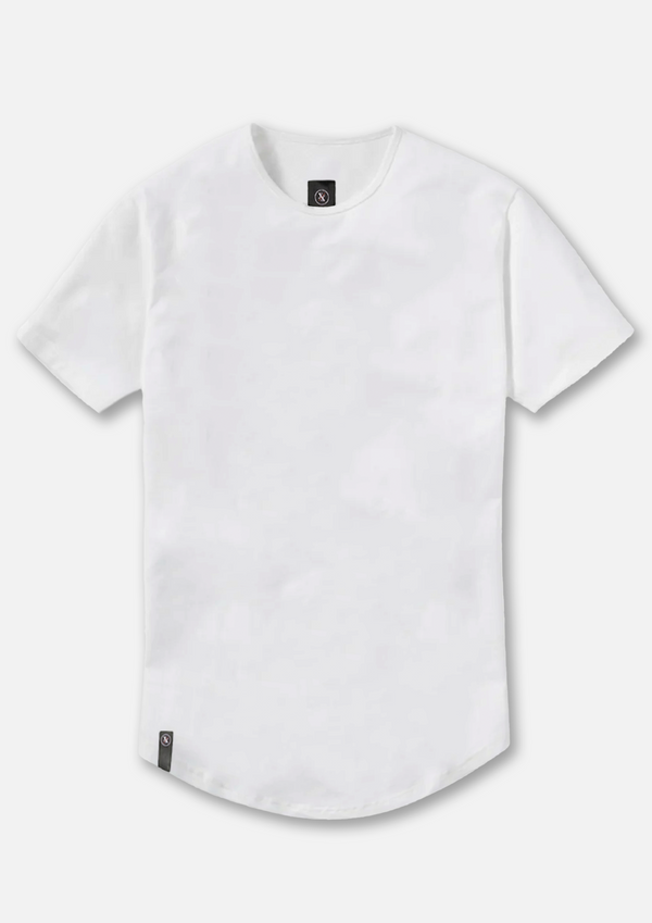 White crew curved hem shirt from tentenapparel