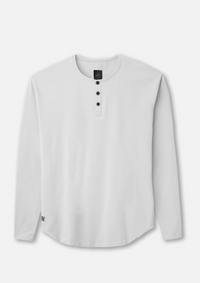 Men's long sleeve white henley product picture from Ten10 Apparel featuring an upgraded blend