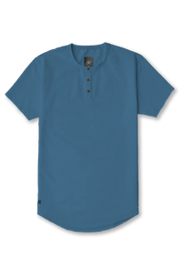 Pacific color short sleeve henley curved hem