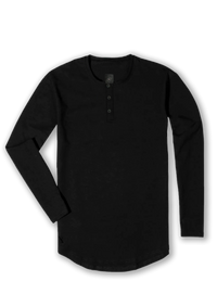 Men's Long sleeve black henley tee for men from Ten/10 apparel