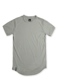 Gray short sleeve mens crew neck with a curved hem bottom from Ten out of Ten apparel