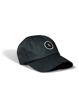 Midnight Black colored free structured dad hat product shot showing lighting shadows
