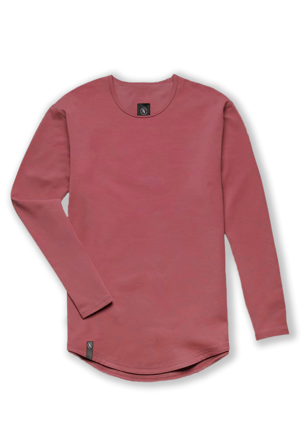 Rosewood or darker pink Men's long sleeve shirt from Ten out of ten apparel product picture