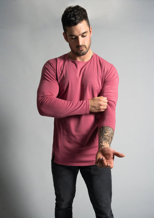 Men's dark pink rosewood mens long sleeve model picture from Ten 10 apparel