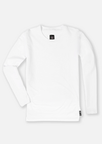 Off-white, white color mens long sleeve split straight hem shirt men's tee from Ten out of Ten apparel. Product shot